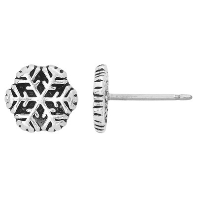 Sterling Silver Tiny Snowflake Post Earrings