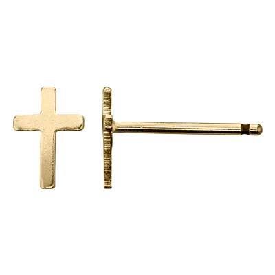 14k Gold Cross Post Earrings