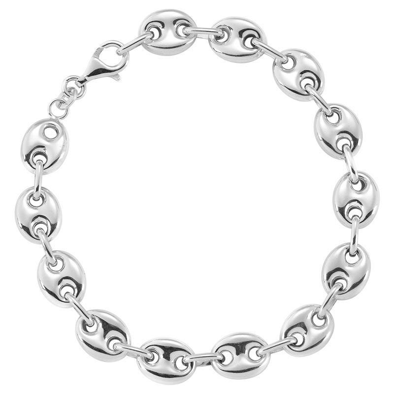 Sterling Silver 7.5 inch Hollow Marine Bracelet