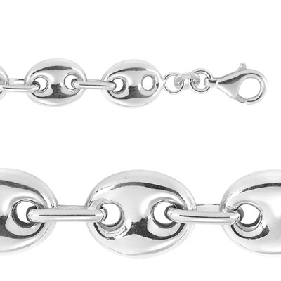Sterling Silver 7.5 inch Hollow Marine Bracelet