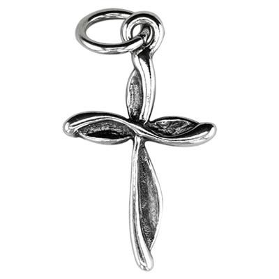 Sterling Silver Oxidized Cross Charm