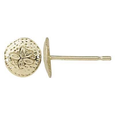 14k Gold Sand Dollar Post Earrings