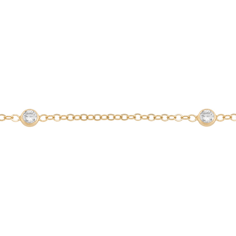 Gold Filled Flat Cable and 3mm CZ Links Chain Footage